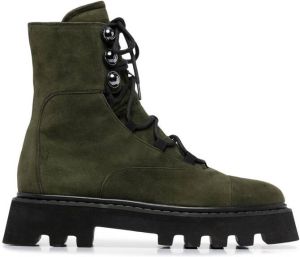 Nicholas Kirkwood PEARLOGY suede combat boots Green