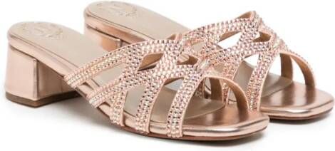 NICOLI 35mm rhinestone-embellished leather sandals Pink