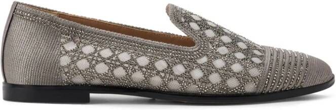 NICOLI Artemis crystal-embellished loafers Grey