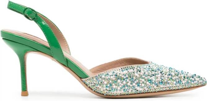 NICOLI crystal-embellished 60mm pumps Green