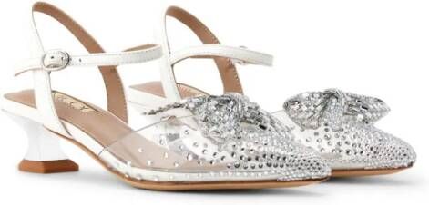 NICOLI Du crystal bow-embellished sandals White