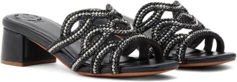 NICOLI embellished slip-on leather sandals Black
