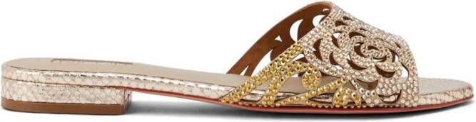 NICOLI Esmee crystal-embellished leather sandals Gold