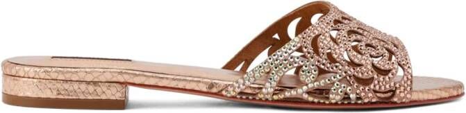NICOLI Esmee crystal-embellished leather sandals Pink