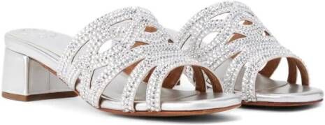 NICOLI Noeli crystal-embellished leather sandals Silver