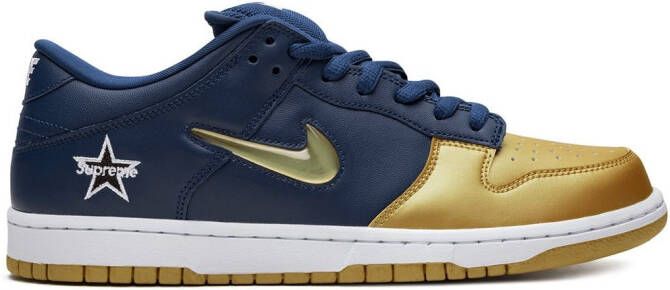 Nike x Supreme SB Dunk Low "Jewel Swoosh Gold Navy" sneakers