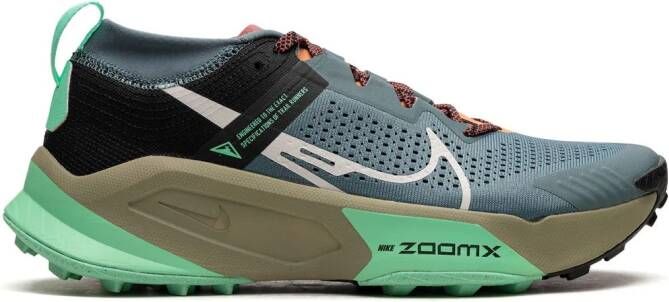 Nike ZoomX Zegama Trail "Light Slate Grey Glow Green Bone Black" sneakers Blue