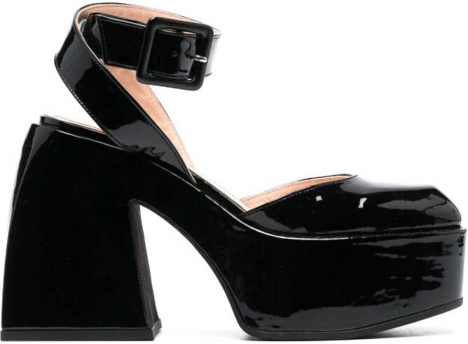 Nodaleto Bulla Sofia patent platform pumps Black