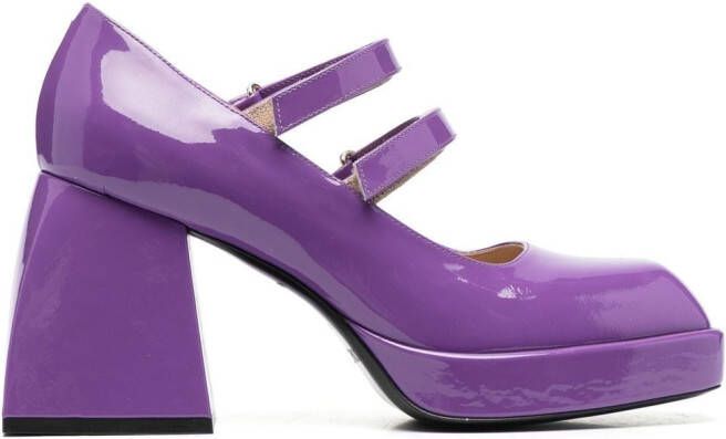 Nodaleto square-toe leather sandals Purple