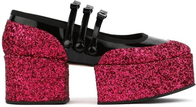 Noir Kei Ninomiya glittered platform loafers Black