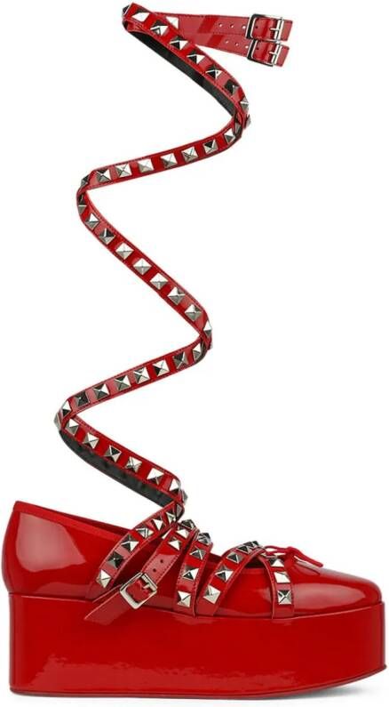 Noir Kei Ninomiya stud-embellished leather loafers Red