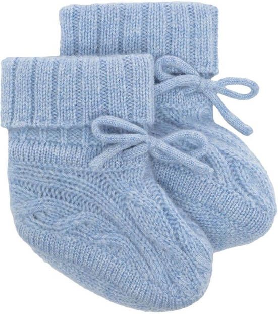 N.PEAL KIDS cable-knit booties Blue