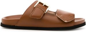Nº21 buckled leather slides Brown