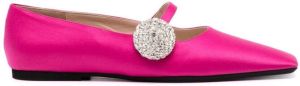 Nº21 crystal-embellished square-toe ballerina shoes Pink