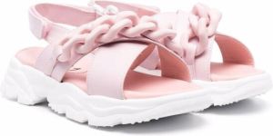 Nº21 Kids chain-link leather sandals Pink