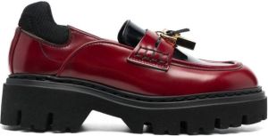 Nº21 padlock-charm leather loafers Red