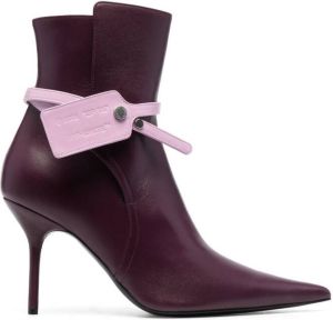 Off-White 100mm logo-tag ankle boots Purple