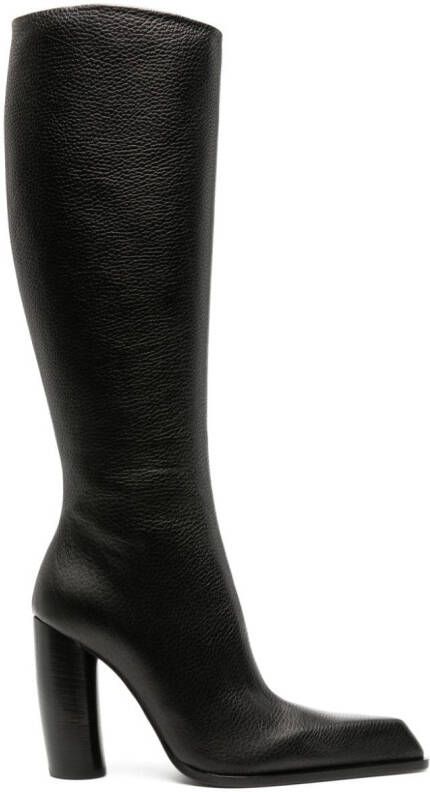 Off-White 110mm pointed knee-high leather boot Black