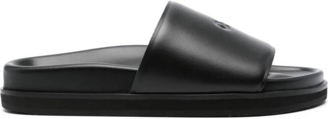 Off-White debossed-logo leather sandals Black