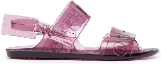 Off-White debossed-logo slingback sandals Purple