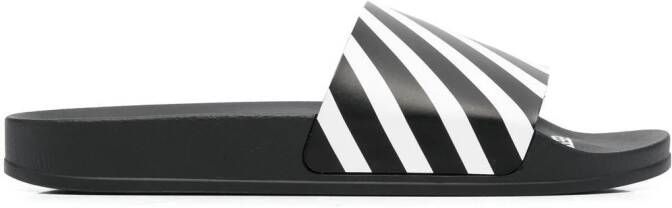 Off-White Diag-stripe moulded slides Black