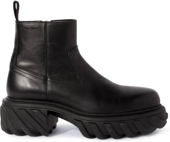 Off-White Exploration Motor leather ankle boots Black