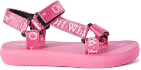 Off-White Kids Bookish-print touch-strap sandals Pink