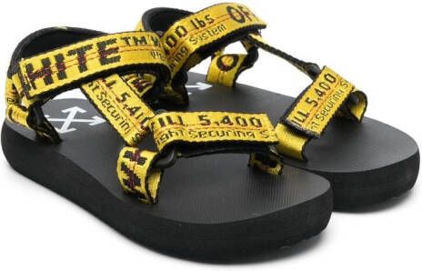 Off-White Kids logo-print touch-strap sandals Yellow