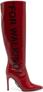 Off-White knee-high 'For Walking' boots Red