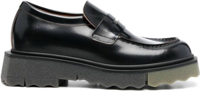 Off-White leather sponge loafers Black