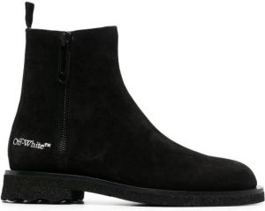 Off-White logo-print ankle boots Black