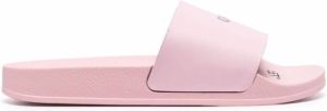 Off-White logo print flat slides Pink
