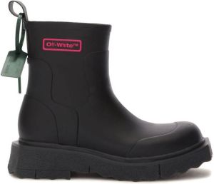 Off-White logo-print sponge rain boots Black