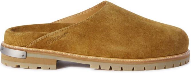 Off-White Metal Logo suede loafers Brown