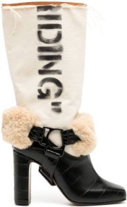 Off-White printed knee-high boots Black