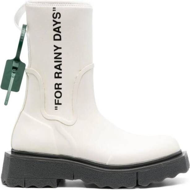 Off-White slogan-print ankle boots