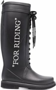 Off-White slogan-print rubber boots Black
