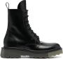 Off-White sponge-sole leather combat boots Black - Thumbnail 1
