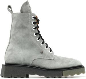 Off-White Spongesole lace-up combat boots Green
