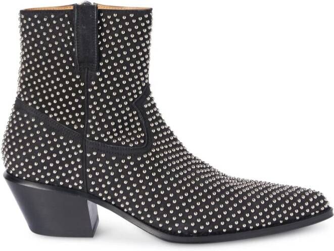 Off-White studded leather ankle boots Black