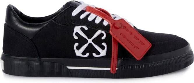 Off-White Vulcanized contrasting-tag canvas sneakers Black