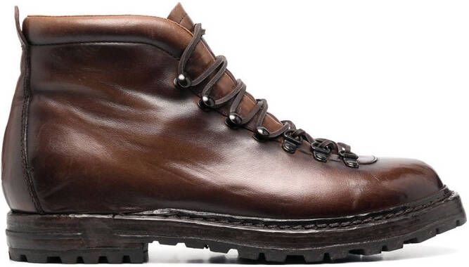 Officine Creative brushed lace-up ankle boots Brown