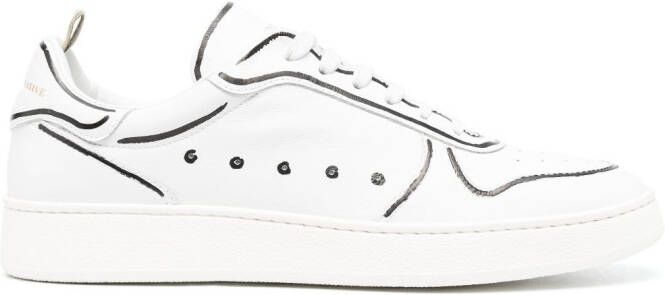 Officine Creative contrasting-border leather sneakers White