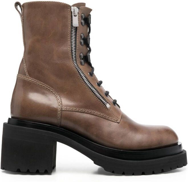 Officine Creative Fiore lace-up 70mm combat boots Brown