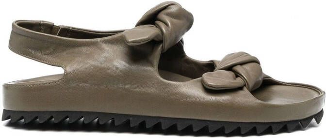 Officine Creative knot-detail leather sandals Green