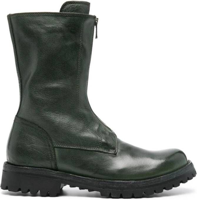 Officine Creative Loraine 015 round-toe leather boots Green