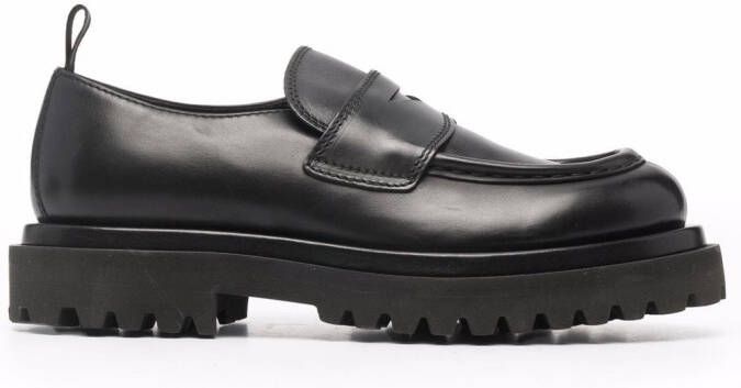 Officine Creative polished calf leather loafers Black
