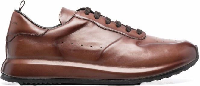 Officine Creative Race Lux panelled low-top leather sneakers Brown