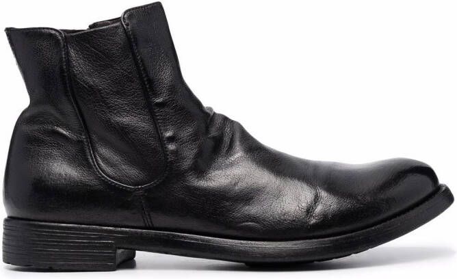 Officine Creative side zip ankle boots Black