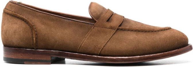 Officine Creative Temple suede Penny loafers Brown